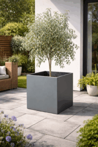 Pflanzkübel / Hochbeet – Stahl – 55x55x55cm Anthrazitgrau Lackiert