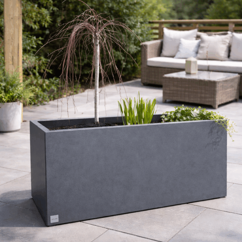 Pflanzkübel / Hochbeet – Stahl – 120x40x50cm Anthrazitgrau Lackiert